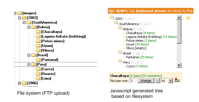Javascript treeview is generated from the file system structure
